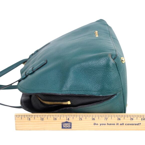 Vera Bradley GREEN BLACK REAL LEATHER ZIP AROUND SHOULDER BAG HANDBAG TOTE PURSE - Picture 15 of 16